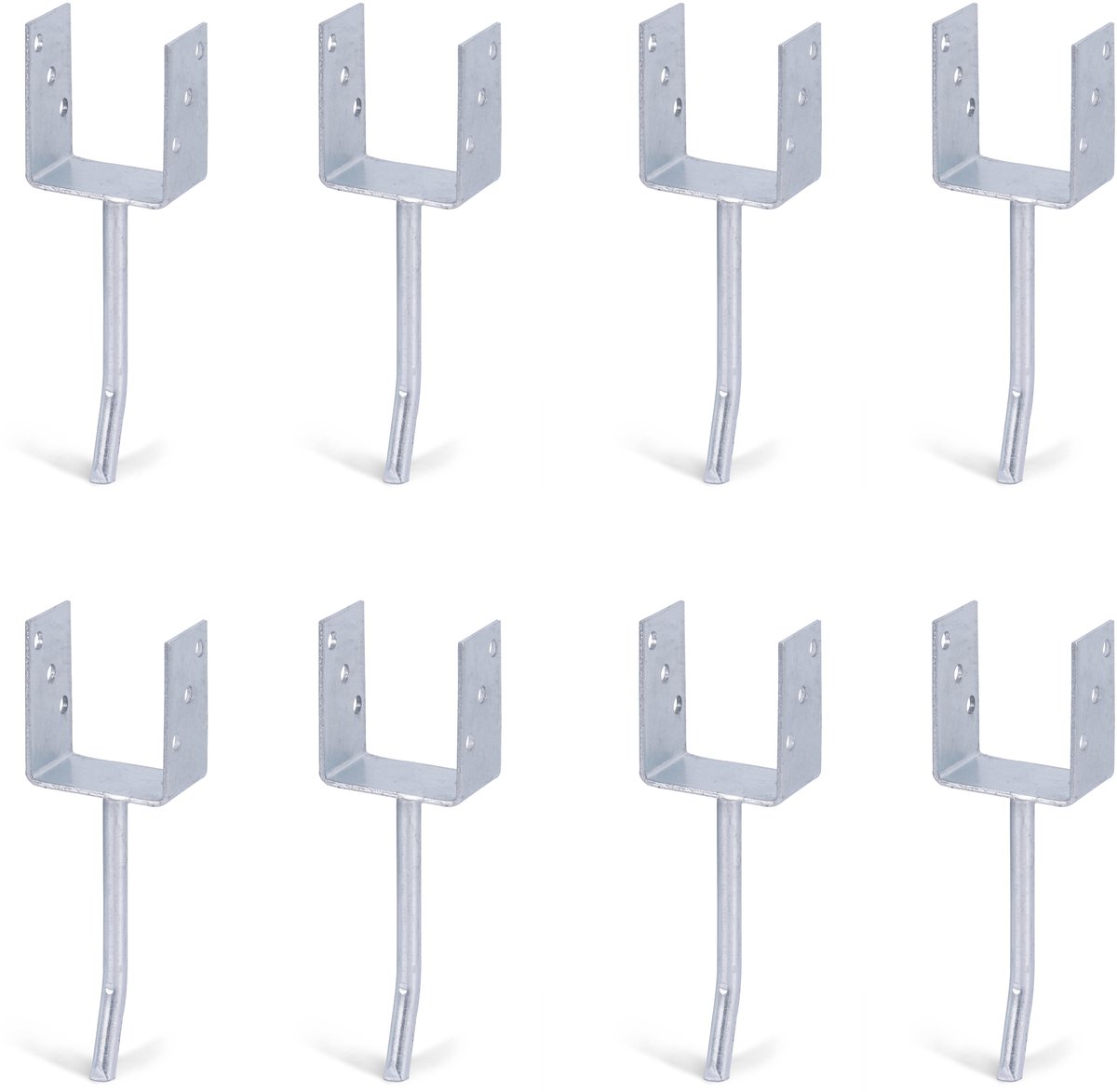 Alberts 8 x U-paaldrager mit Rundstahl-betonanker, 91x104 mm, betonanker 200 mm, thermisch verzinkt, voor inbetonneren