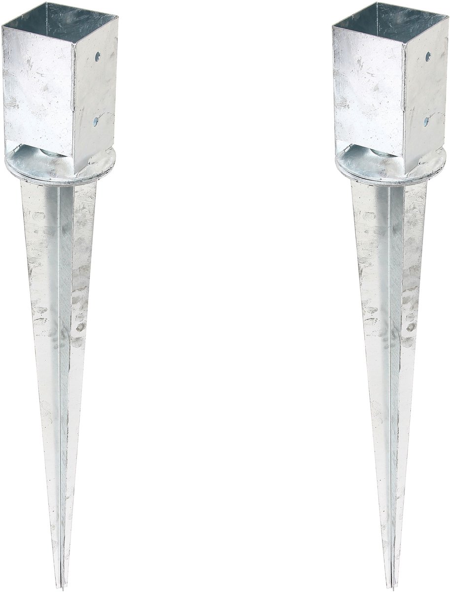Alberts 2 x inslaggrondhuls, verstellbar, 91 x 91 mm, lengte 900 mm, thermisch verzinkt, voor inbetonneren