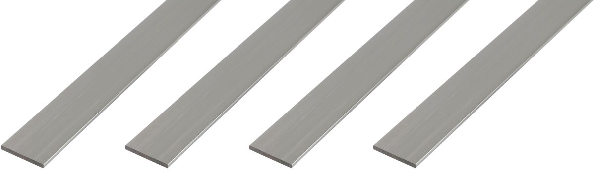 Alberts 4 x BA-Profil, platte strip, aluminium, naturel, 15 x 2 mm, lengte 1 m