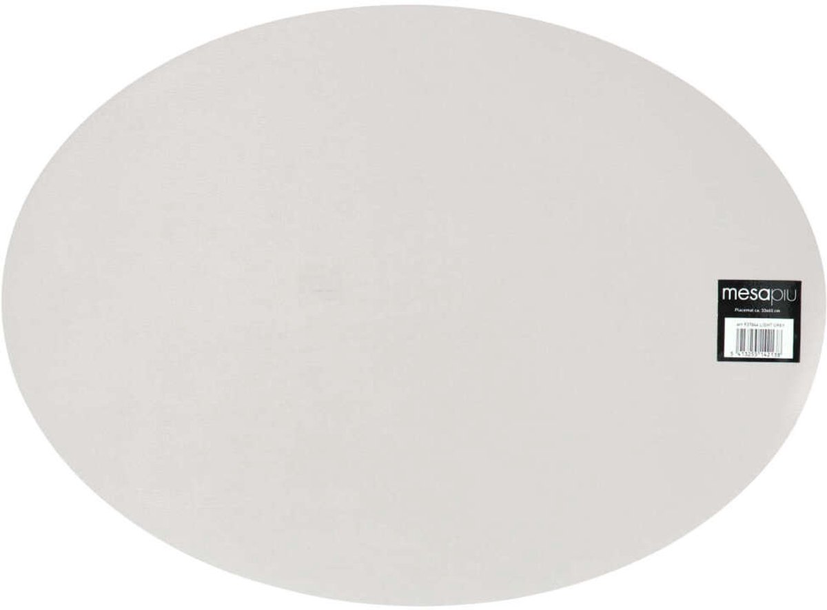 Mesapiu Placemat Nappa - Kunstleer - Ovaal - Dubbelzijdig - 45x33cm - Lichtgrijs - 1 stuks