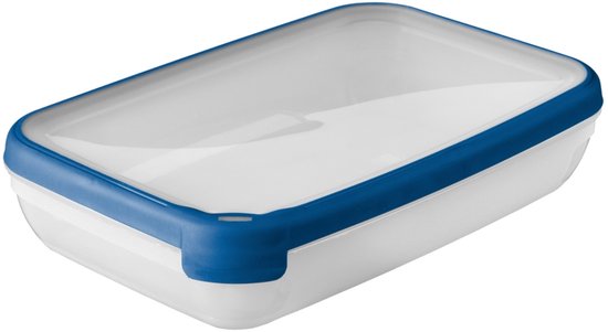 Récipient Curver Grand Chef Eco Fresh - 2,6L - Rectangulaire - 30x20x6,5 cm - Transparent/Bleu Foncé