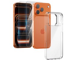 Hoesje - geschikt voor iPhone 17 Pro/18 Pro - Transparant - 2x screenprotector - beschermglas screen protector - Anti Shock hoes case
