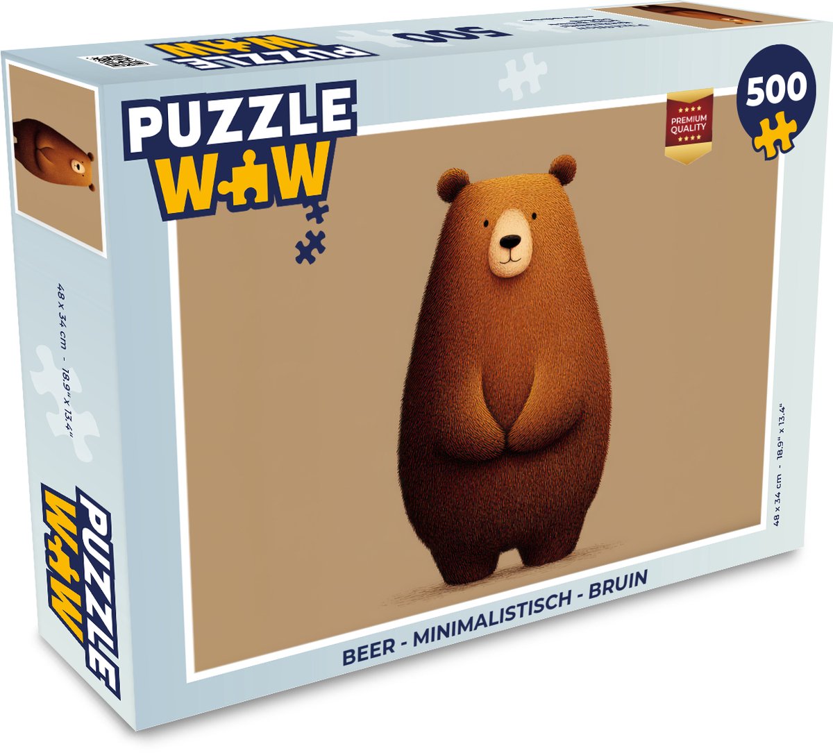 Puzzel Beer - Minimalistisch - Bruin - Legpuzzel - Puzzel 500 stukjes