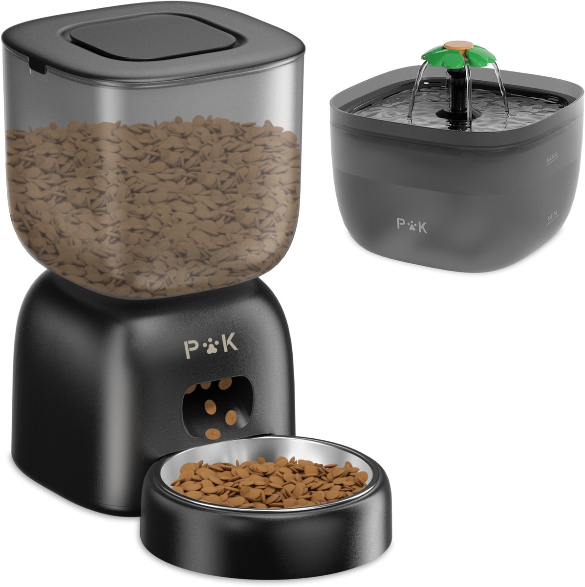 PUPPY KITTY 2-in-1 Voer & waterdispenser - Kat & Hond -Automatische Voerbak - Voerbak voor katten - Automatische Waterbak - Waterdispenser - Voeder - Eetbak - Drinkbak - Zwart