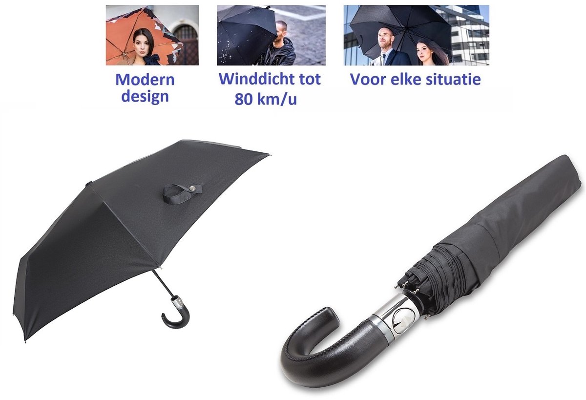 Paraplu voor heren - Paraplu voor mannen - Herenparasol. Automatische open en te sluiten paraplu. Stormparaplu - Winddicht tot 80 km/u. Carbon Steel. Lichtgewicht en Duurzaam - Ø 100 cm. Reisparaplu / Waterdicht / Modern design / Hoge kwaliteit.