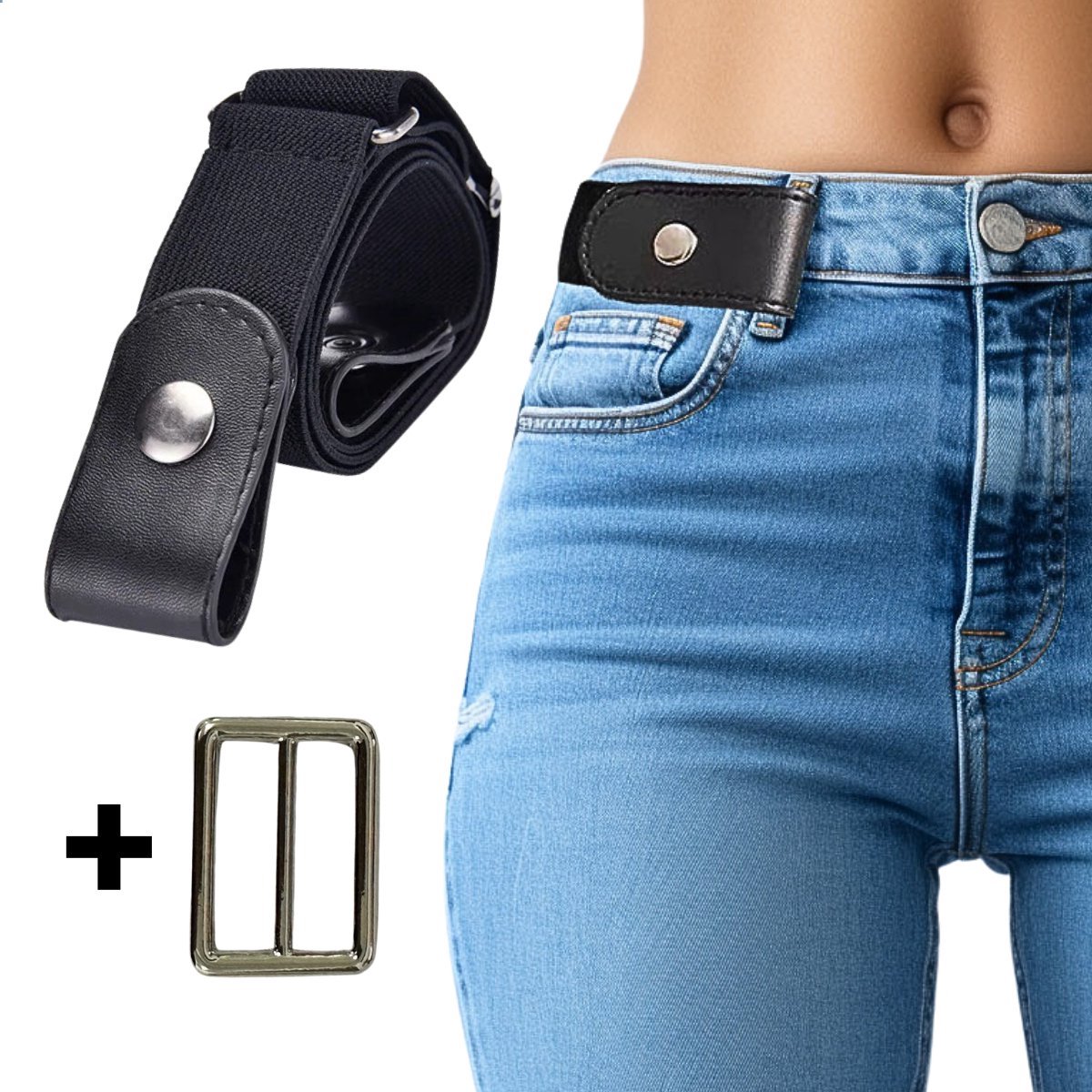 Gesploze Riem - Elastische Riem zonder Gesp - Gespvrije Riem - Elastische Riemen - Stretch Riem - Elastische Tailleriem Dames - Riem Heren en Dames - Zwart