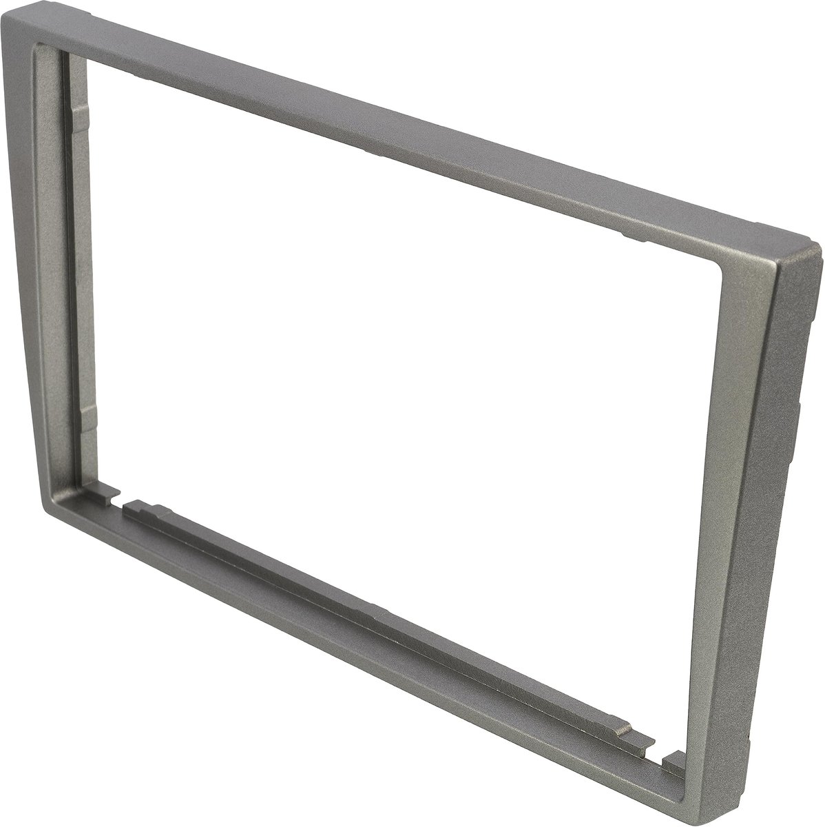 2 DIN autoradio frame en faceplate in donker zilver, geschikt voor Opel en Renault, voor eenvoudige installatie en een nette afwerking van uw dashboard