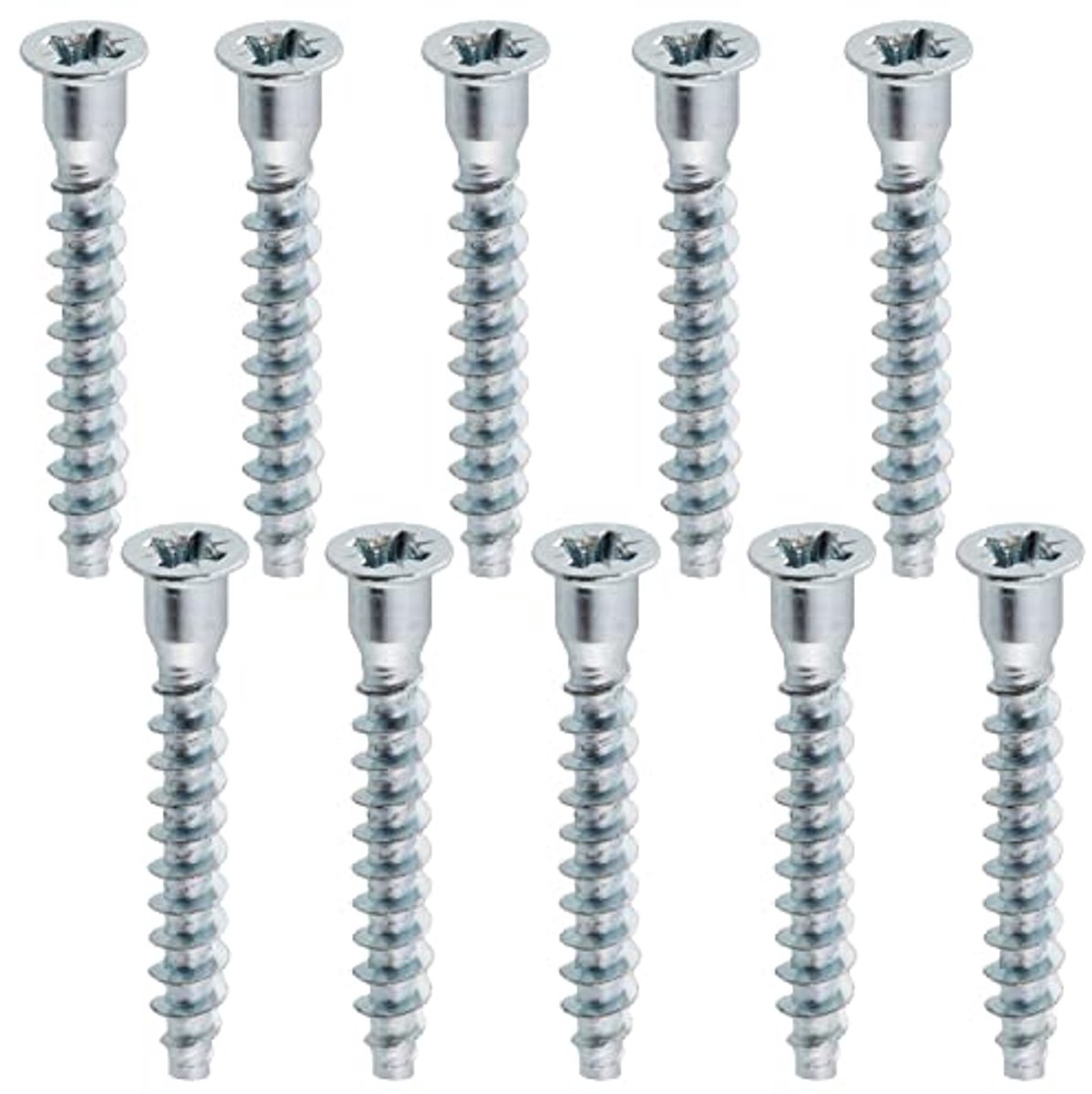 C65817 - Set van 10 Euro Schroeven Ã˜7x50 mm - Voor Meubels met Verzinkte Kop PZ - Houtverbinding - Staal