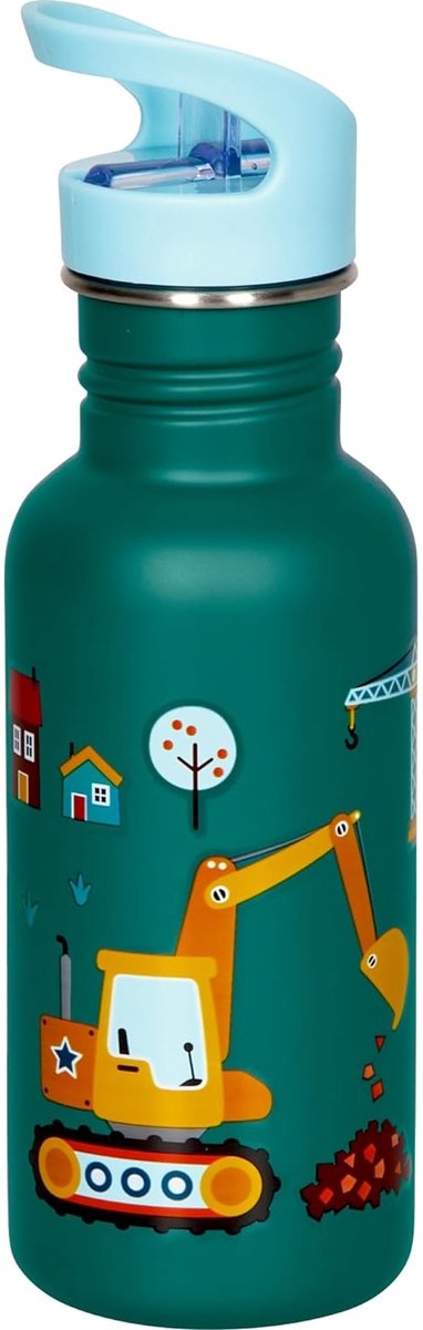Graafmachine / bouwplaats grote RVS drinkfles / drinkbeker - Die spiegelburg serie Later als ik groot ben ...