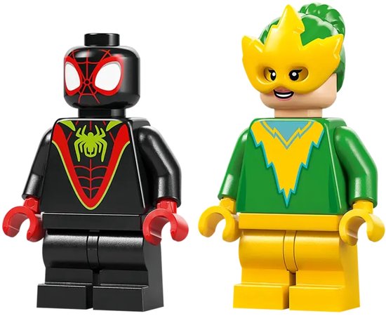 LEGO-minifiguren van Miles Morales en Electro.