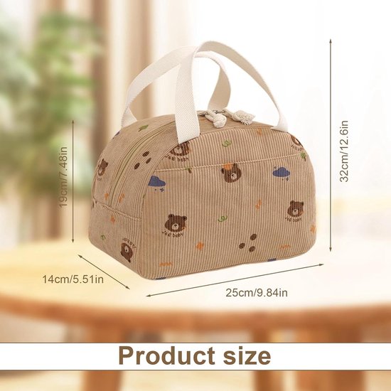 Geïsoleerde lunchtas - 6,5 L Geïsoleerde lunchtas - Draagbare geïsoleerde lunchtas - Opvouwbare geïsoleerde lunchtas met berenontwerp voor school, kantoor, strand en camping van Gadgy — afbeelding 2