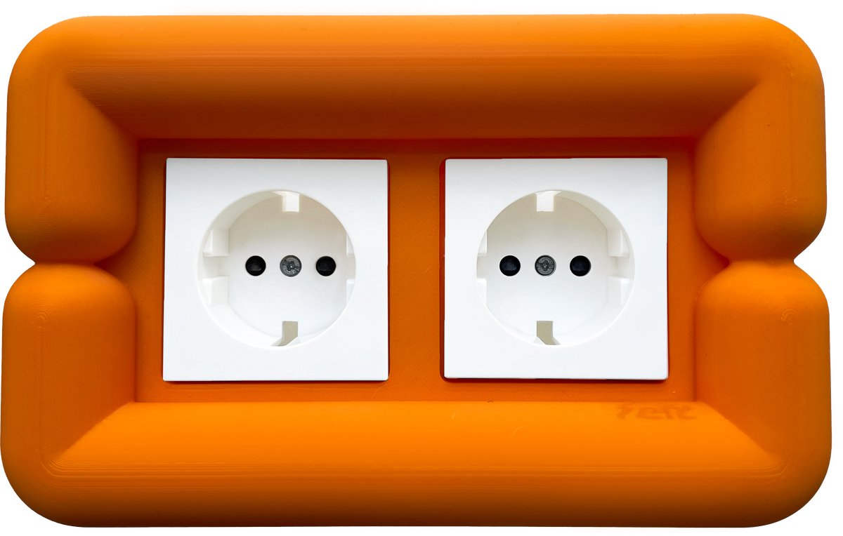 Felt- Stopcontact - Minneola Orange - Big Buoy (double) - 2 stopcontacten - Plug frame