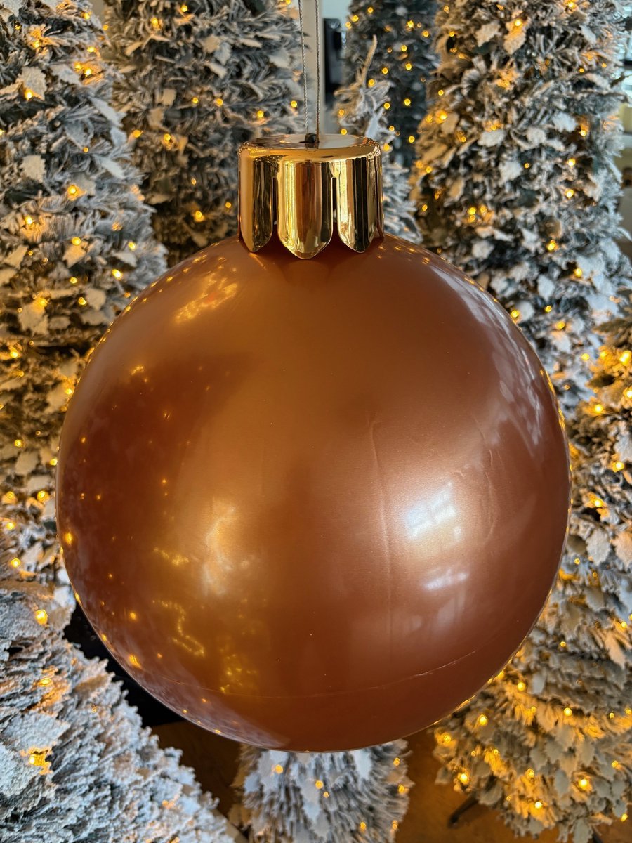FDL- opblaasbare kerstbal 45cm - bronze -plastic - inclusief handpomp