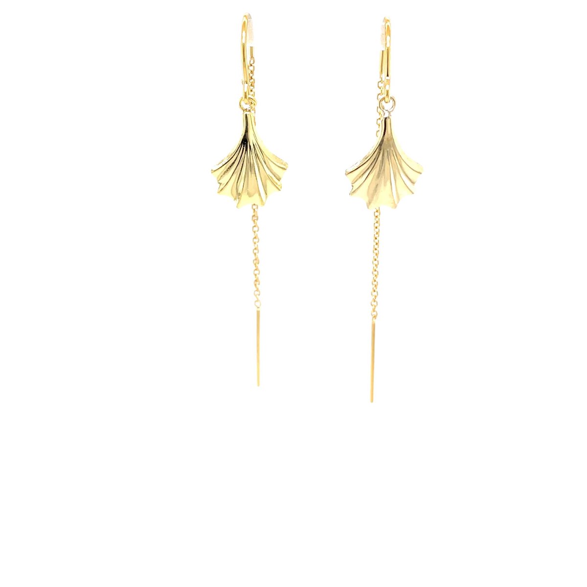 Pat's Jewels Oorbellen - Doortrek Oorbellen - Minimalistische Oorbellen - Ginkgo Blad Hanger - Goud