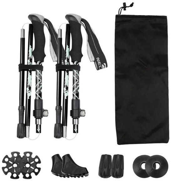 Foto: Vitdipy walking stokken 2 stuks wandelstokken opvouwbaar trekkingstokken verstelbaar wandelstokken anti shock hiking 36 130 cm zwart