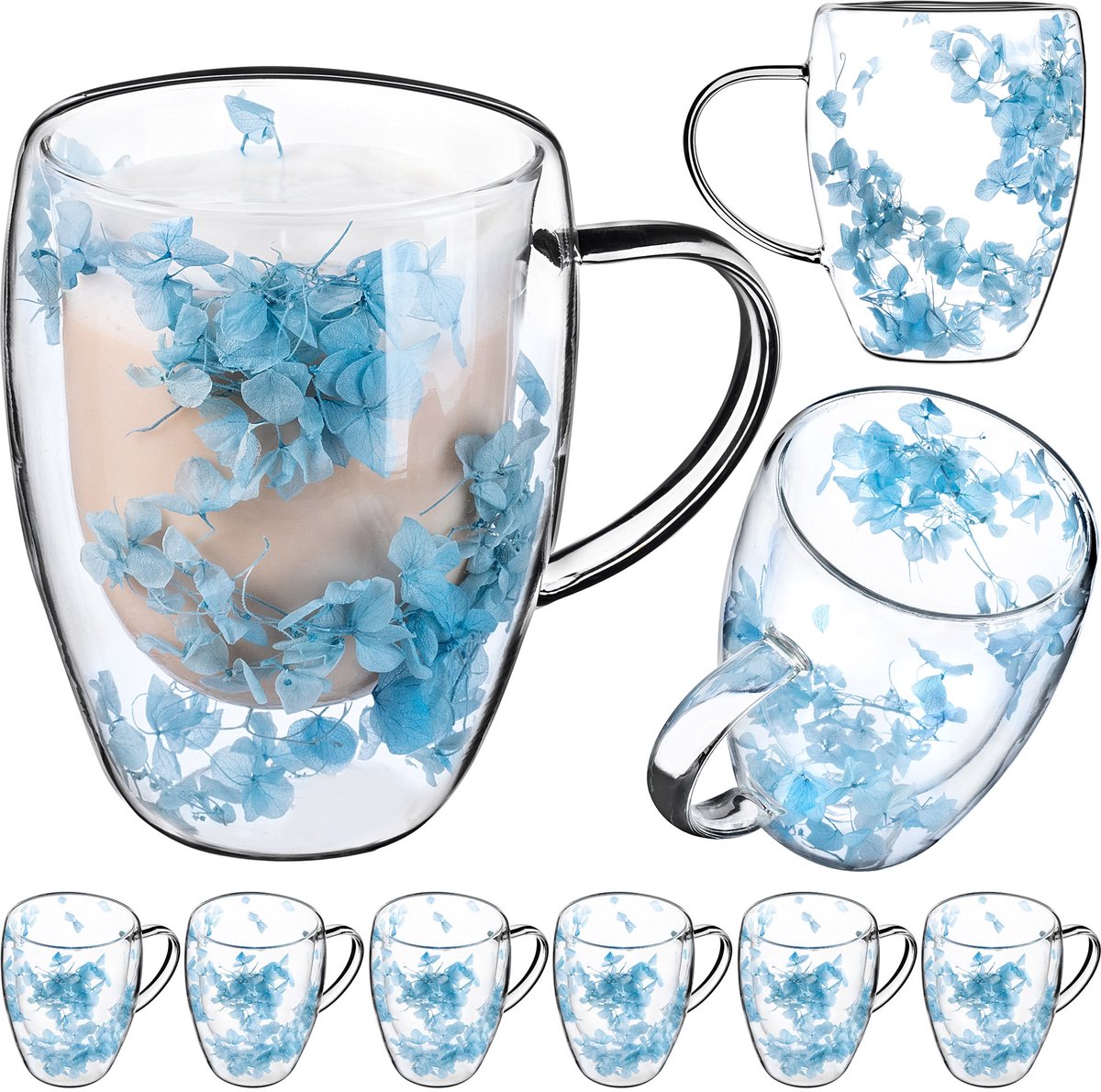 KADAX Mok met bloemenmotief wz2 blauw 6 stuks 350m