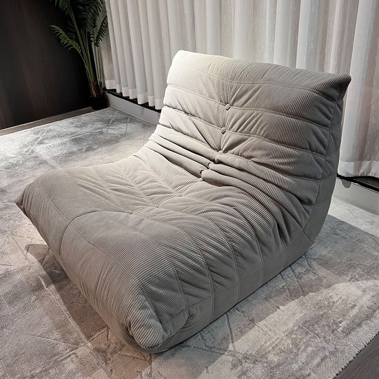 zipsofa Togo-stijl 1-zits Luie Bank – lichtgrijs
