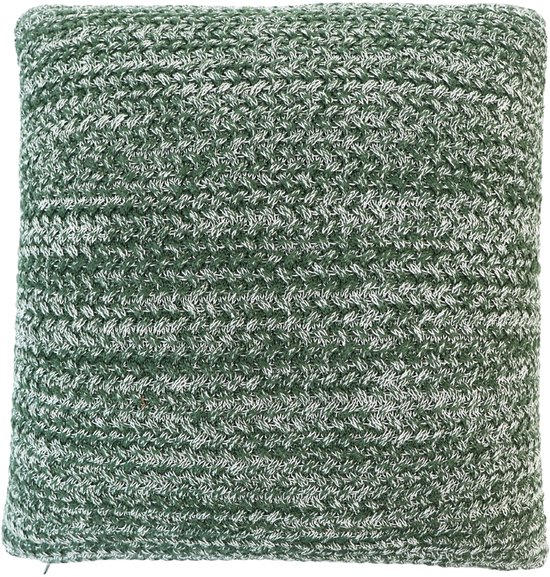 Housse de coussin en tricot texturé | Housse de coussin | 45 x 45 cm | Coton | Vert chiné | Avec fermeture éclair en bas | Habitat | Accessoires de maison | Housse de coussin