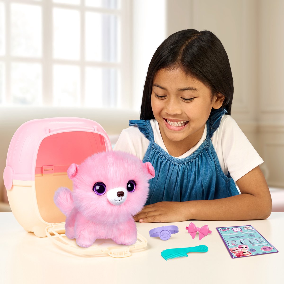 Scruff a Luvs - Roze Mystery Knuffel in Draagmand - Puppy, Kitten of Konijntje — afbeelding 4