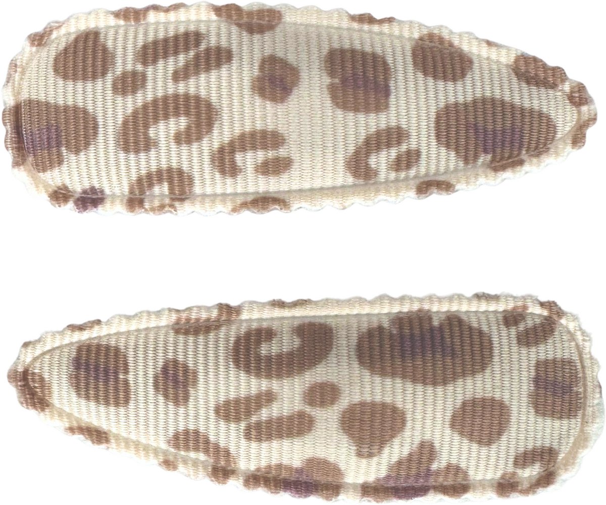 Haarspeldjes met stof - leopard latte