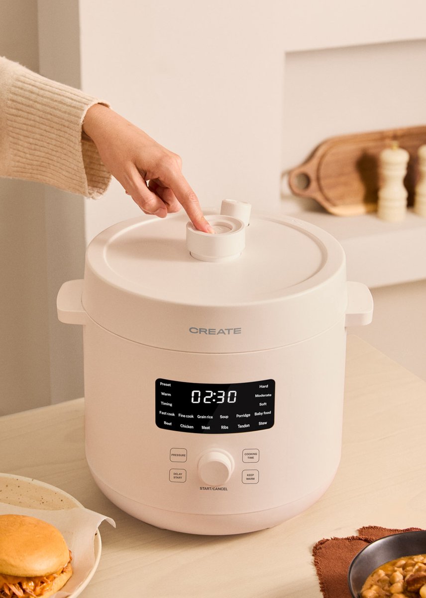 CREATE - 6L Programmeerbare multifunctionele elektrische snelkookpan Gebroken wit - PRESSURE COOKER STUDIO thumbnail 3