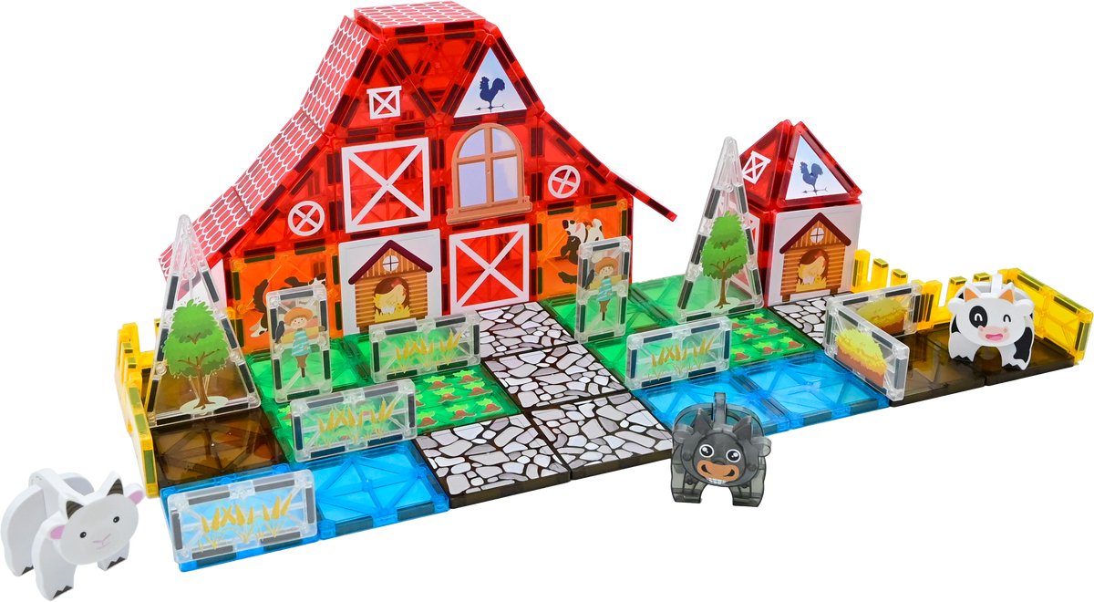 Magna Minds - Magnetic Tiles - Magnetisch Speelgoed - Boerderij - Constructie speelgoed - Magnetische tegels - Montessori speelgoed - Magnetic toys - Magnetische bouwstenen - Speelgoed Kinderen — afbeelding 3