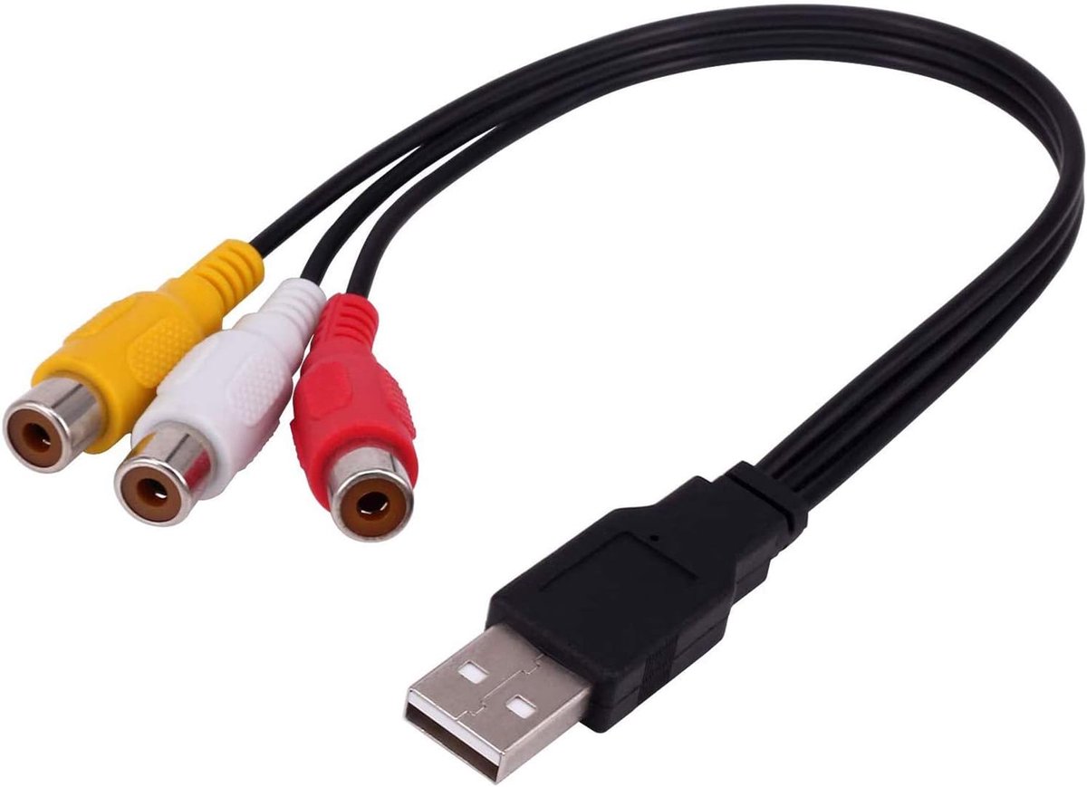 longziming USB naar 3 RCA Kabel 0.3m – USB Man naar 3RCA Vrouwelijke Splitter- 0,3 Meter AV Adapter Kabel – AV Audio Video Adapter voor TV/PC