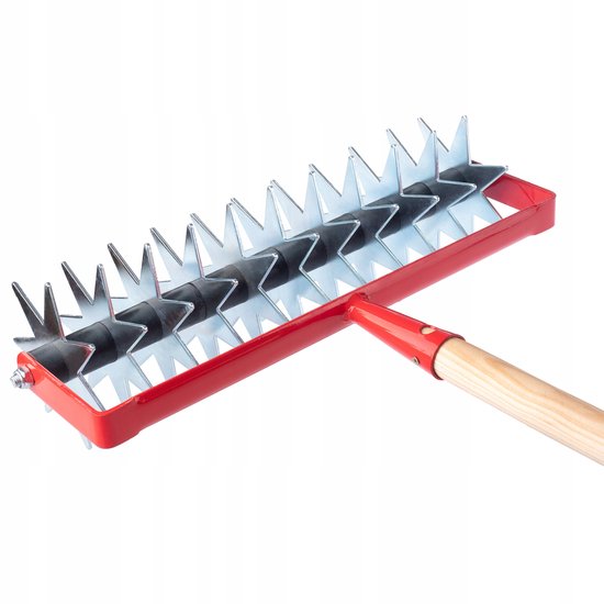 KADAX Sterfrees, tuinfrees van metaal, verkruimelaar voor het losmaken van de grond, cultivator voor tuin, gazon, onkruid, rolhak, rolkultivator, grondventilator (met 12 sterren, houten steel) van KADAX — afbeelding 3
