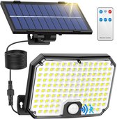 Sounix Solar Buitenlamp - Buitenlamp op Zonne-Energie - met Afstandsbediening - Solar Wandlamp Buiten met Bewegingssensor - IP65 Waterdicht