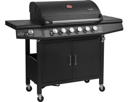 TAINO RED 6+1 gasbarbecue - BBQ grillkar branders zijbrander zwart