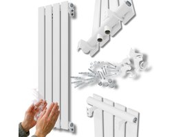 Granitan Handdoekradiator Ferro - 80x29,6cm - Wit - verticale radiator - Badkamer Verwarming Radiator