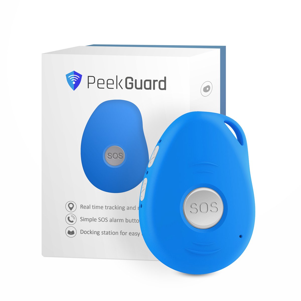 PEEKGUARD - EVO 7S 4G Blauw - SOS Noodknop - Alarmknop voor Personen & Ouderen - GPS Tracker Senioren - SOS knop - Valdetectie - Waterdicht - Incl.Simkaart - Geen Abonnement