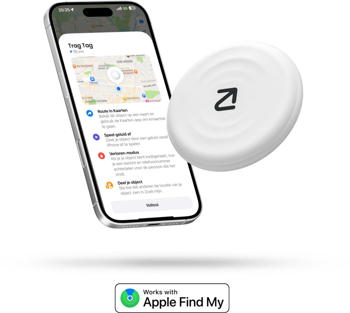 Bol.com Trag Tag - Werkt Met Apple Find My - Koffer Tracker - Smart Bluetooth Tracker Tag voor Bagage / Sleutels / Tassen - GPS ... aanbieding