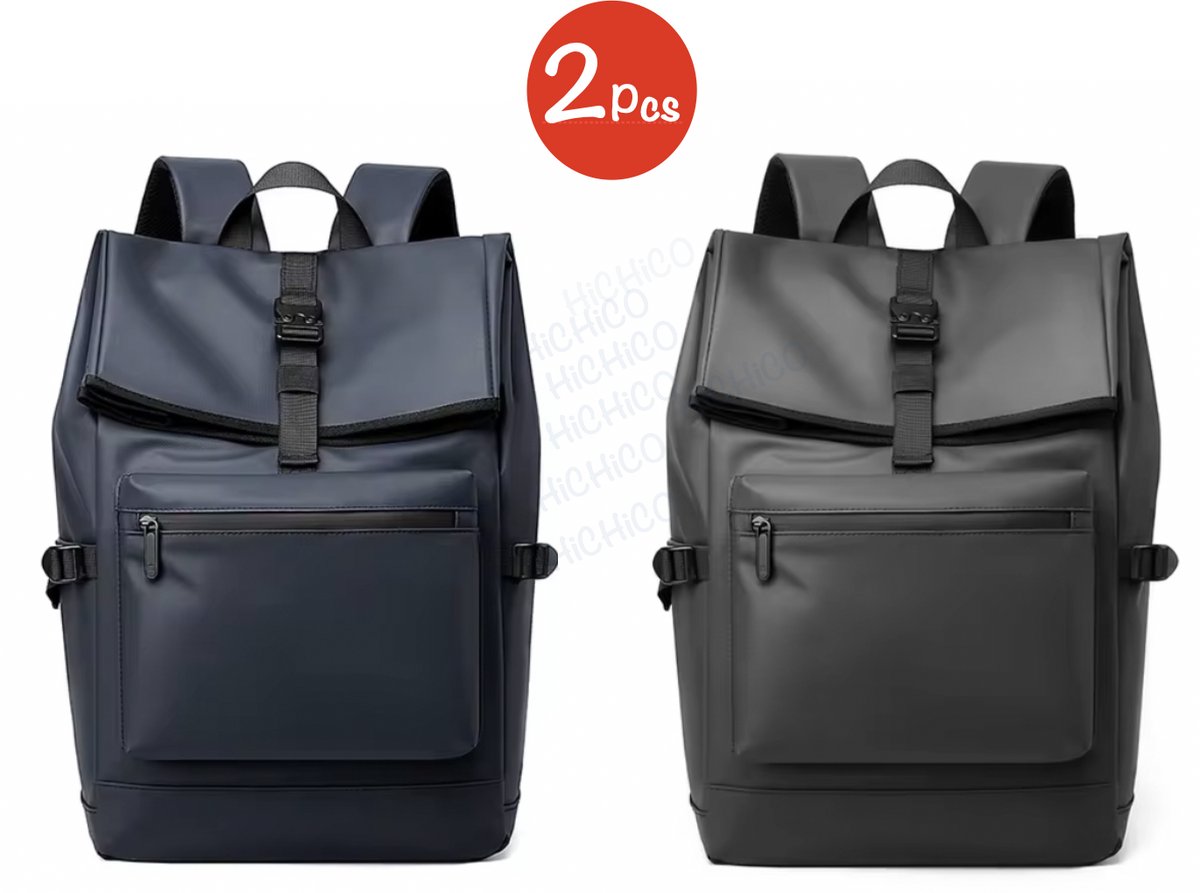 HROIC KNIGHT® Rolltop Rugzakken voor Dames en Heren Backpacks Waterdicht - Laptoptas - Backpack Rugzak - Verstelbare Reistas 20 tot 30L – 2Pcs – Grijs en Donker Blauw