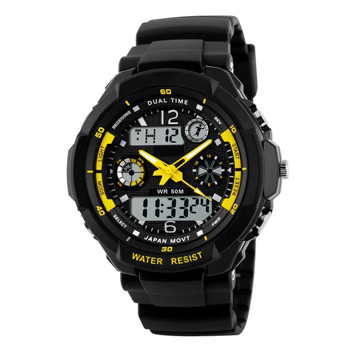 Kinderhorloge - Analoog Digitaal - Chronograaf - Shockproof - Geel