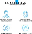 Iconen: dermatoloog, gevoelige huid, hypoallergeen, niet-comedogeen. La Roche-Posay.