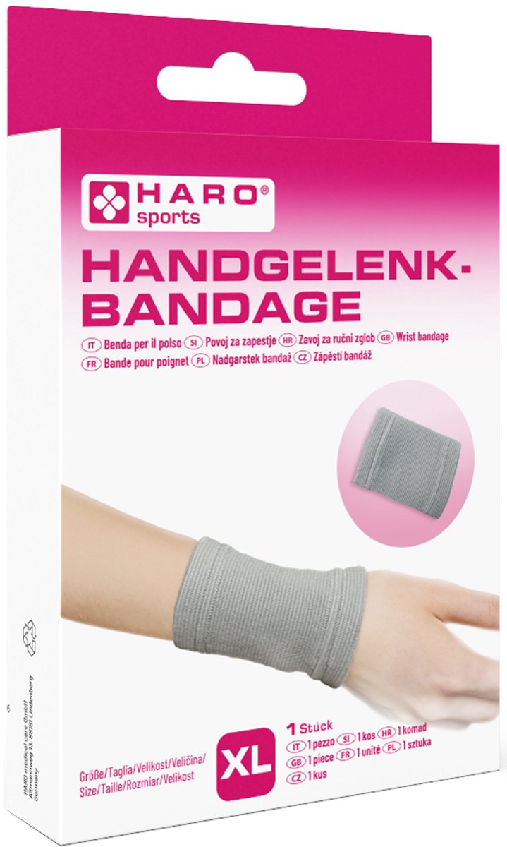 Sportpolsbandage, maat XL, grijs