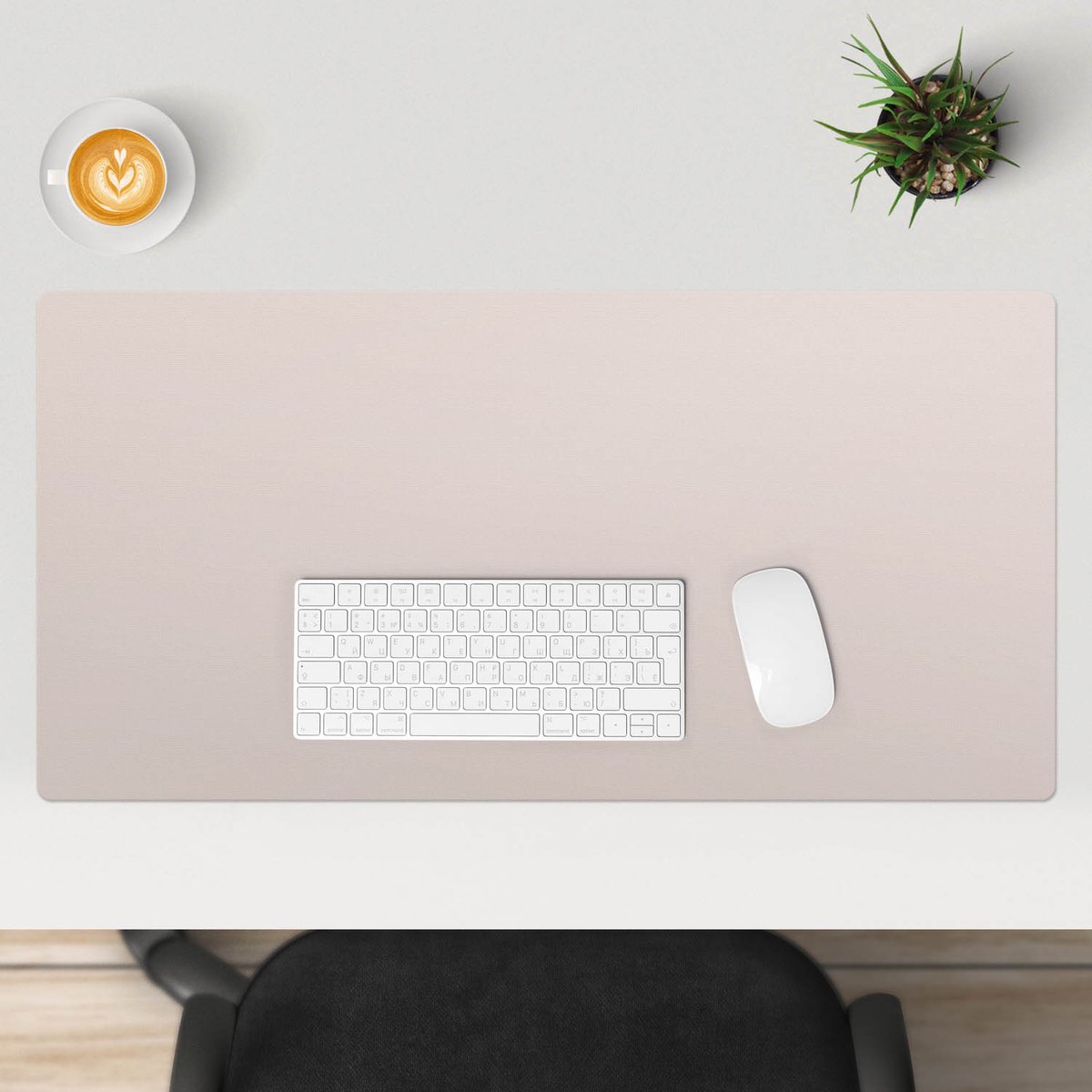 Wallfluent - Roze Es Bureau Onderlegger - 90x45 cm - Lichtroze Bureau Pad - Pastel- en aardse kleuren Bureau Onderlegger Groot - Onderlegger Bureau - Muis- en toetsenbord mat - Bureauonderlegger XXL