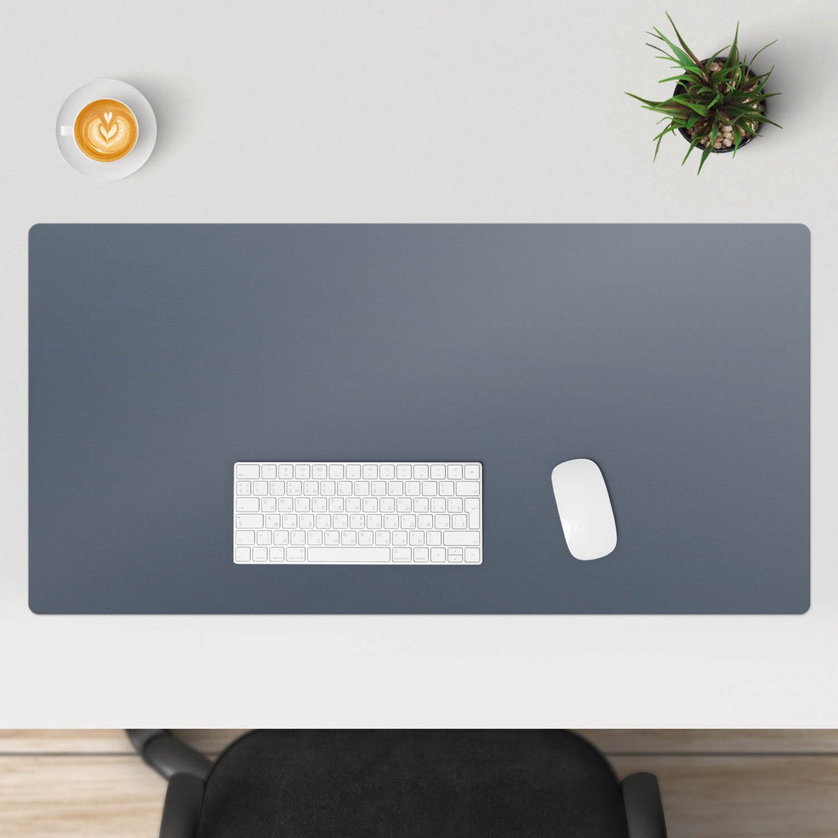 Wallfluent - Granietblauw Bureau Onderlegger - 100x50 cm - Donkerblauw Onderlegger Bureau - Pastel- en aardse kleuren Computer Mat - Bureau Pad - Muis- en toetsenbord mat - Bureauonderlegger Groot