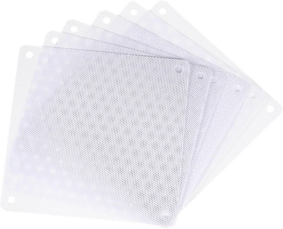 Image of 6 stuks stoffilters, 120 x 120 mm voor PC behuizing, stofbeschermingsrooster luidspreker, wit