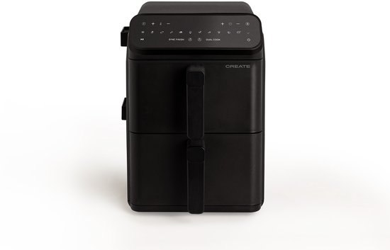 CREATEE - 11,2 L Airfryer met dubbele laag en onafhankelijke bediening, Zwart - AIR FRYER DUAL STACK