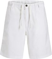 JACK & JONES Jaiden Bondi Linen Jog Short Reg relaxed fit - heren joggingbroek kort - wit (white)