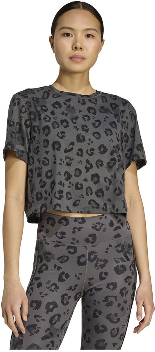 Adidas Workout Essentials Print T-shirt Met Korte Mouwen Vrouw Grijs