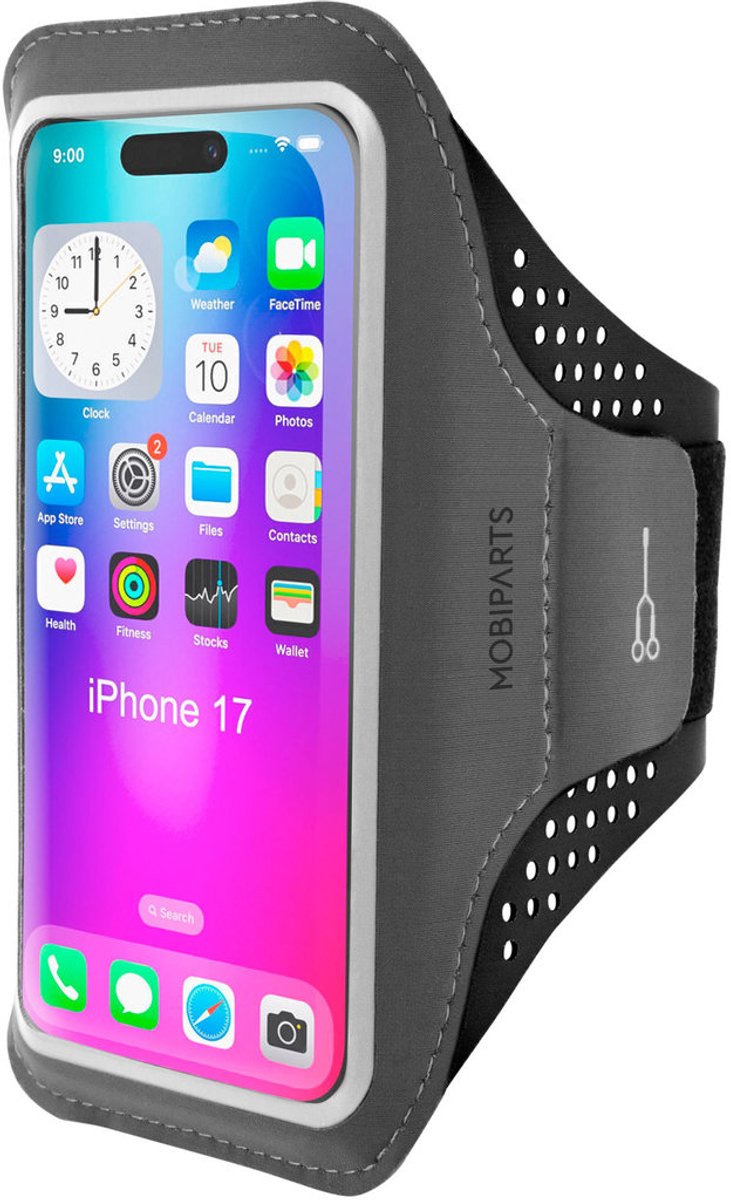 Hardloop Sportarmband geschikt voor Apple iPhone 17 - Zwart - Mobiparts