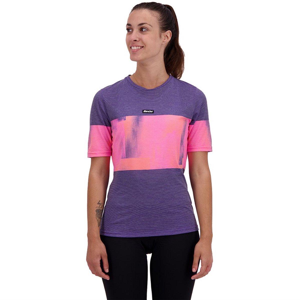 Santini Fietsshirt Korte Mouwen Dames Forza Indoor Training Tech T-Shirt For Women Atomic XXL Paars