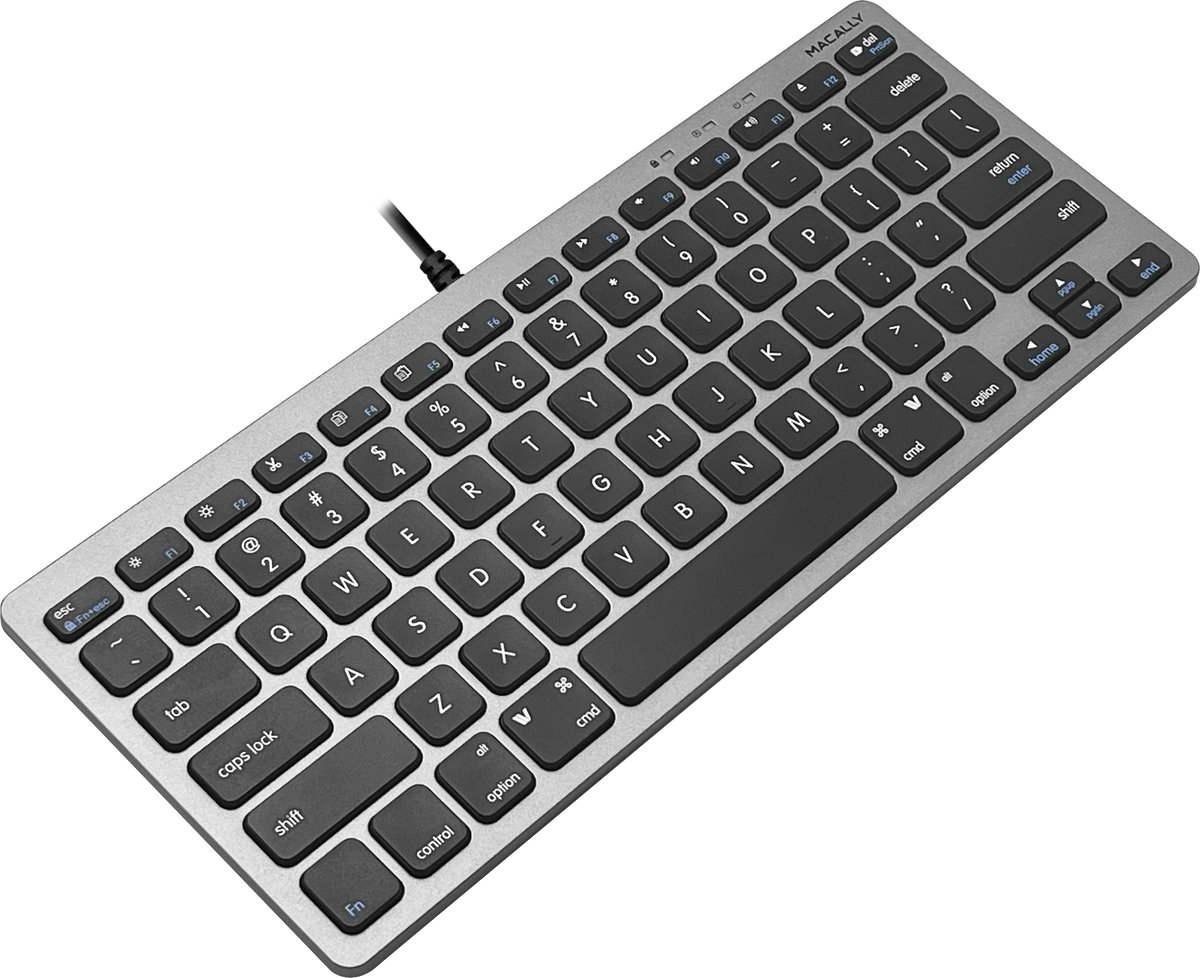 Macally UCSLIMKEYCSG Compact bedraad USB-C toetsenbord voor Apple Mac en iPad - Zwarte toetsen - U.S. Engels (QWERTY) layout thumbnail 3