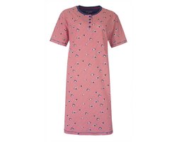 Irresistible Dames Nachthemd - Geprint dessin - Knoopjes - Blauw - Maat XXL
