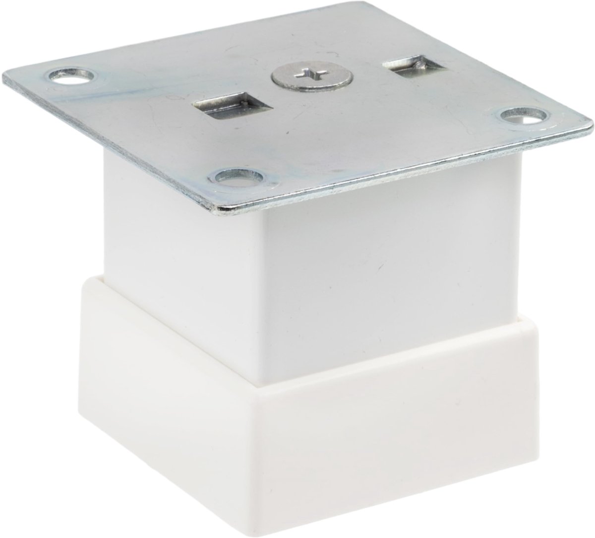 C42514 - Set van 4 verstelbare meubelpoten - Vierkant 50 mm - Plaat 55x55 mm - Aluminium - Wit
