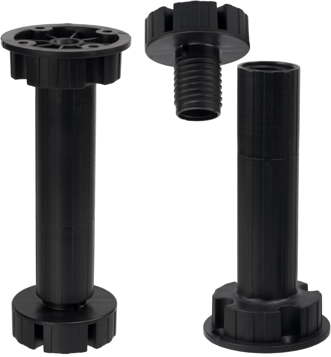 C74761 - Set van 4 verstelbare meubelpoten Ã˜59 mm - hoogte 150-165 mm - kunststof - kleur zwart