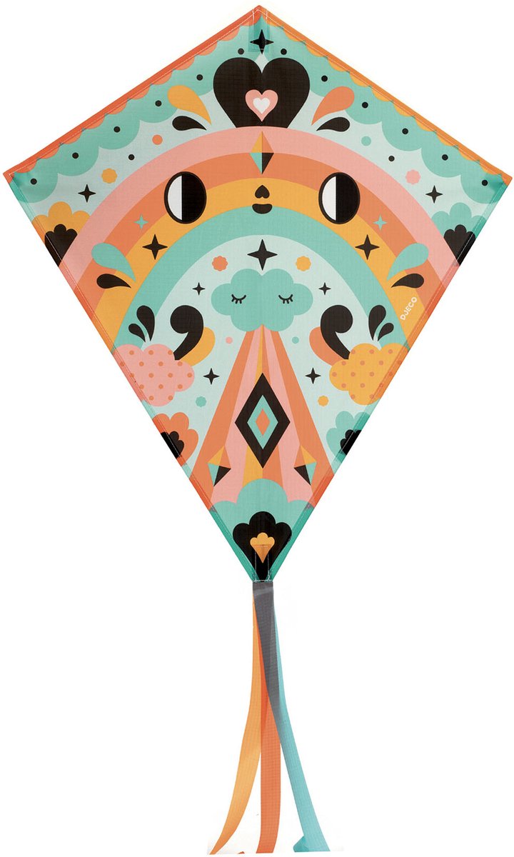 Djeco vlieger Kawaii kleurrijk speelgoed met uil design.